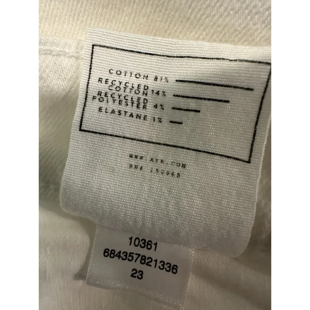 NWOT AYR Womens‎ The Beat Jeans 23 Barrel Leg Pockets Crop Tapered White - Picture 12 of 12